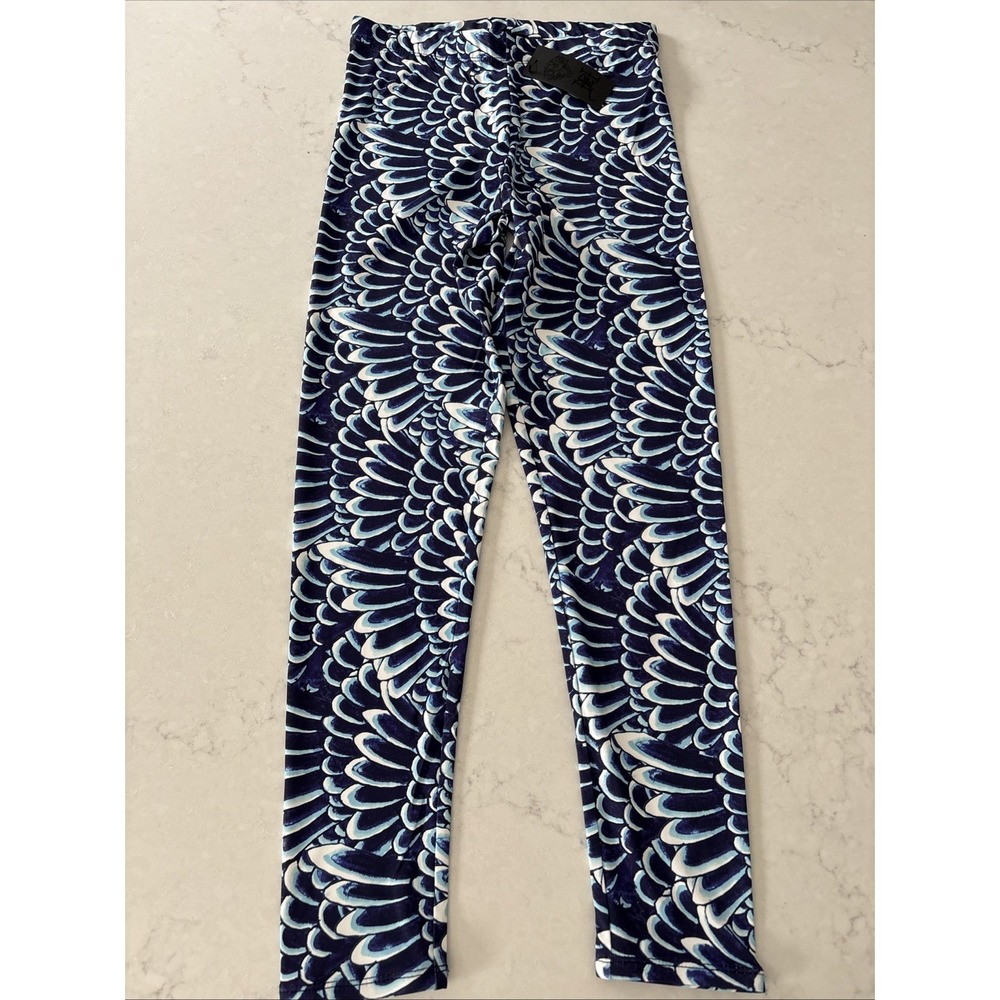 ED HARDY Womens S Top Shirt Leggings Set Pants Blue Feather Print Stretch Outfit - Picture 3 of 5